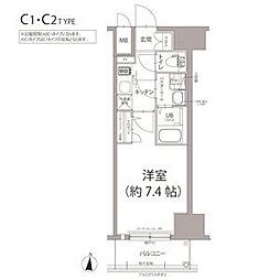 エスリード栄ラ・ヴィ 1Kの間取図画像