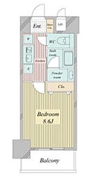レジディア高岳 1Kの間取図画像