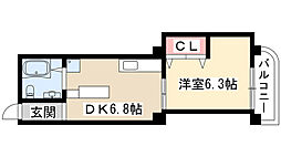 グリーンヒル桐林 1DKの間取図画像