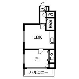 桜通サンダイマンション 1LDKの間取図画像