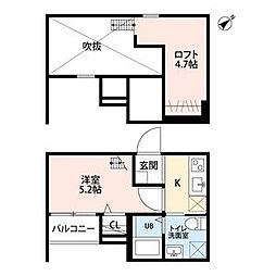 メゾン・ド・カナール2 1Kの間取図画像