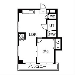 インテリジェント千種 1LDKの間取図画像