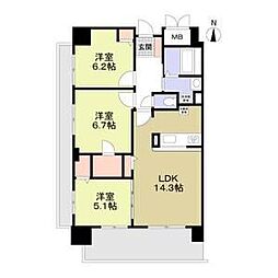 フィール清船 3LDKの間取図画像