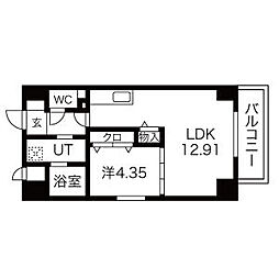 GRANDUKE千代田regaria 1LDKの間取図画像