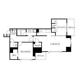 プラウドタワー栄 2LDKの間取図画像