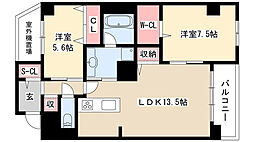 アイハウス 2LDKの間取図画像