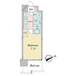 リバーコート砂田橋 1Kの間取図画像