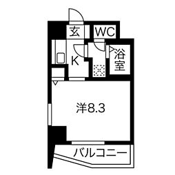 アビタシオン鶴舞 1Kの間取図画像