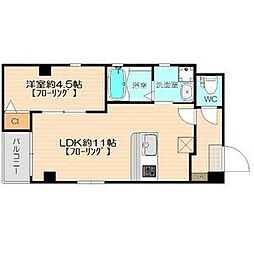 ジェンティーレ浅間町1 1LDKの間取図画像
