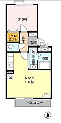 セゾン平出 1LDKの間取図画像