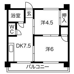 メゾンさくら 2DKの間取図画像