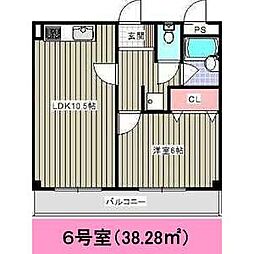 Blois亀城 1LDKの間取図画像