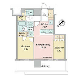 NAGOYAtheTOWER 2LDKの間取図画像
