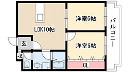 東和マンションプリンセス瓦町 2LDKの間取図画像