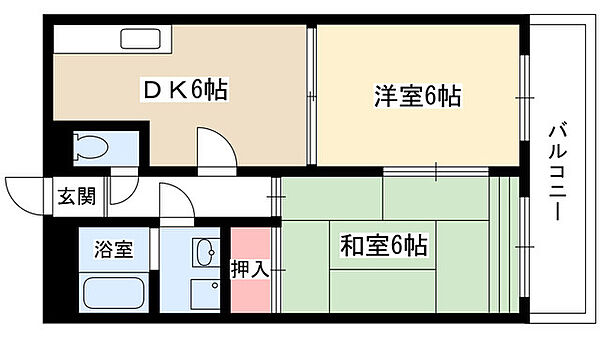 シャトー若葉 303｜愛知県名古屋市名東区若葉台(賃貸マンション2DK・3階・30.60㎡)の写真 その2