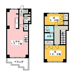 トランセット覚王山 2LDKの間取図画像