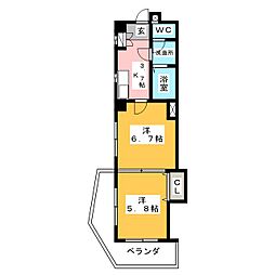 ＦＪ日進通 2階2Kの間取り