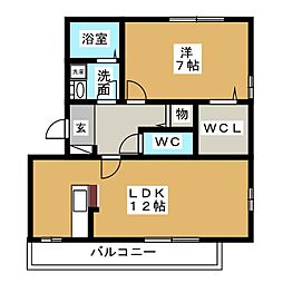 パークコート向陽町 3階1LDKの間取り