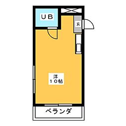 エクセルアビタシオン 6階ワンルームの間取り