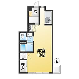 ニューカトレアハイツ ワンルームの間取図画像