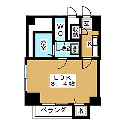 パックス今池 1Kの間取図画像