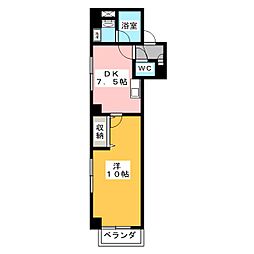 レジデンスカープ今池 1DKの間取図画像