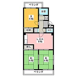 岡嶋グリーンハイツ 3LDKの間取図画像
