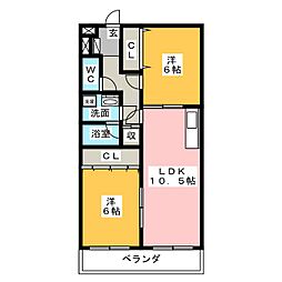 パーク小倉 2LDKの間取図画像