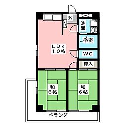 吉澤ビルメゾンヨシザワ 2LDKの間取図画像