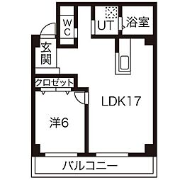 信和元町ハウス 1LDKの間取図画像