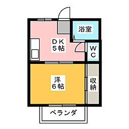 フリージアハイツ 1DKの間取図画像