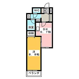 レジデンスカープ今池 1DKの間取図画像