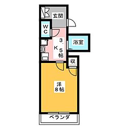 エスターブル池下 1Kの間取図画像