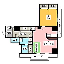 リベルテ池下 1LDKの間取図画像
