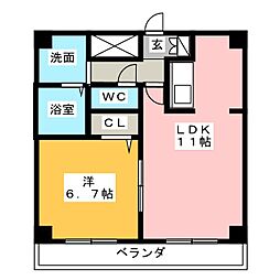 プレサンスナゴヤ桜通ビッグビート 1LDKの間取図画像