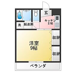 エスコート三陽 1Kの間取図画像