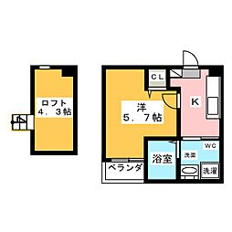 アルファ中村公園 1Kの間取図画像