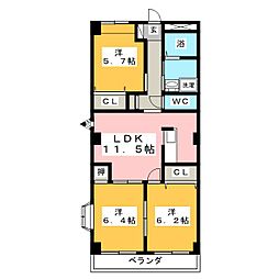 リヴァージュ 3LDKの間取図画像