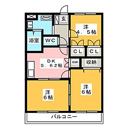 デュオプルーリオン 3DKの間取図画像