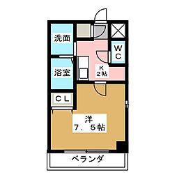 キャッスル4 1Kの間取図画像