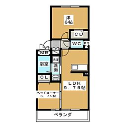 アビタシオン 1SLDKの間取図画像