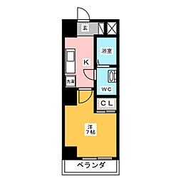 Casa八番館 1Kの間取図画像