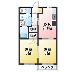 クラッセC 2DKの間取図画像