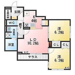 glicina中村本町 2LDKの間取図画像