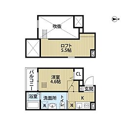 プランドールN 1Kの間取図画像