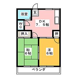 ルマン柳原 2DKの間取図画像
