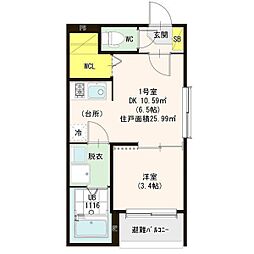 レイマイレ 1DKの間取図画像