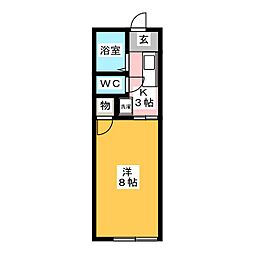 グリーンコーポ上石川A 1Kの間取図画像