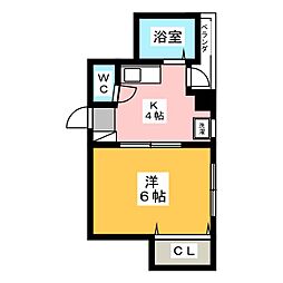 公園ビル 1Kの間取図画像