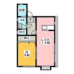 グランフロント岩塚 1LDKの間取図画像